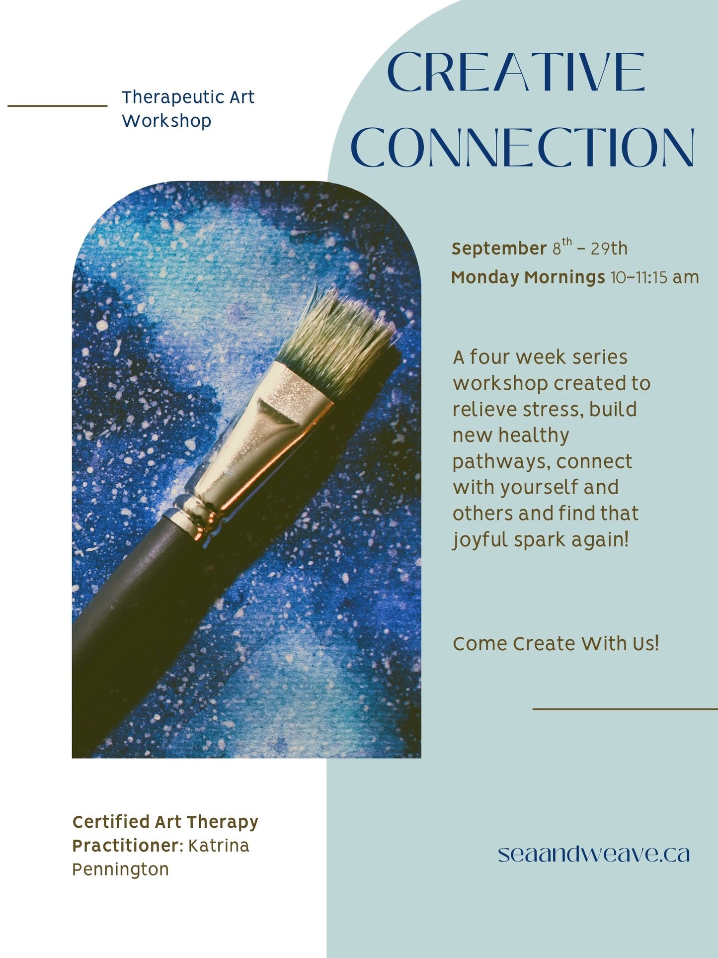 “Creative Connection”- Monday Mornings September 8-29th