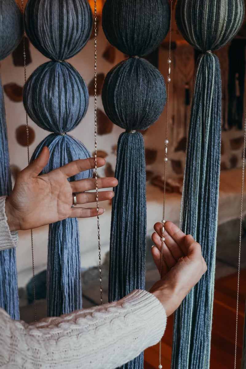 “Bubbles of Peace” large yarn wall hanging