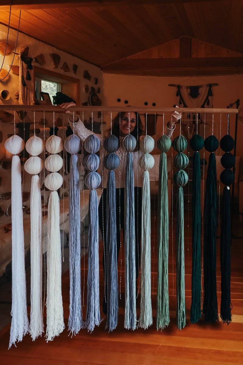 “Bubbles of Peace” large yarn wall hanging