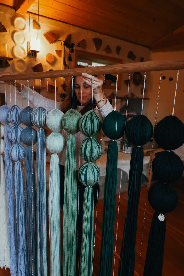 “Bubbles of Peace” large yarn wall hanging