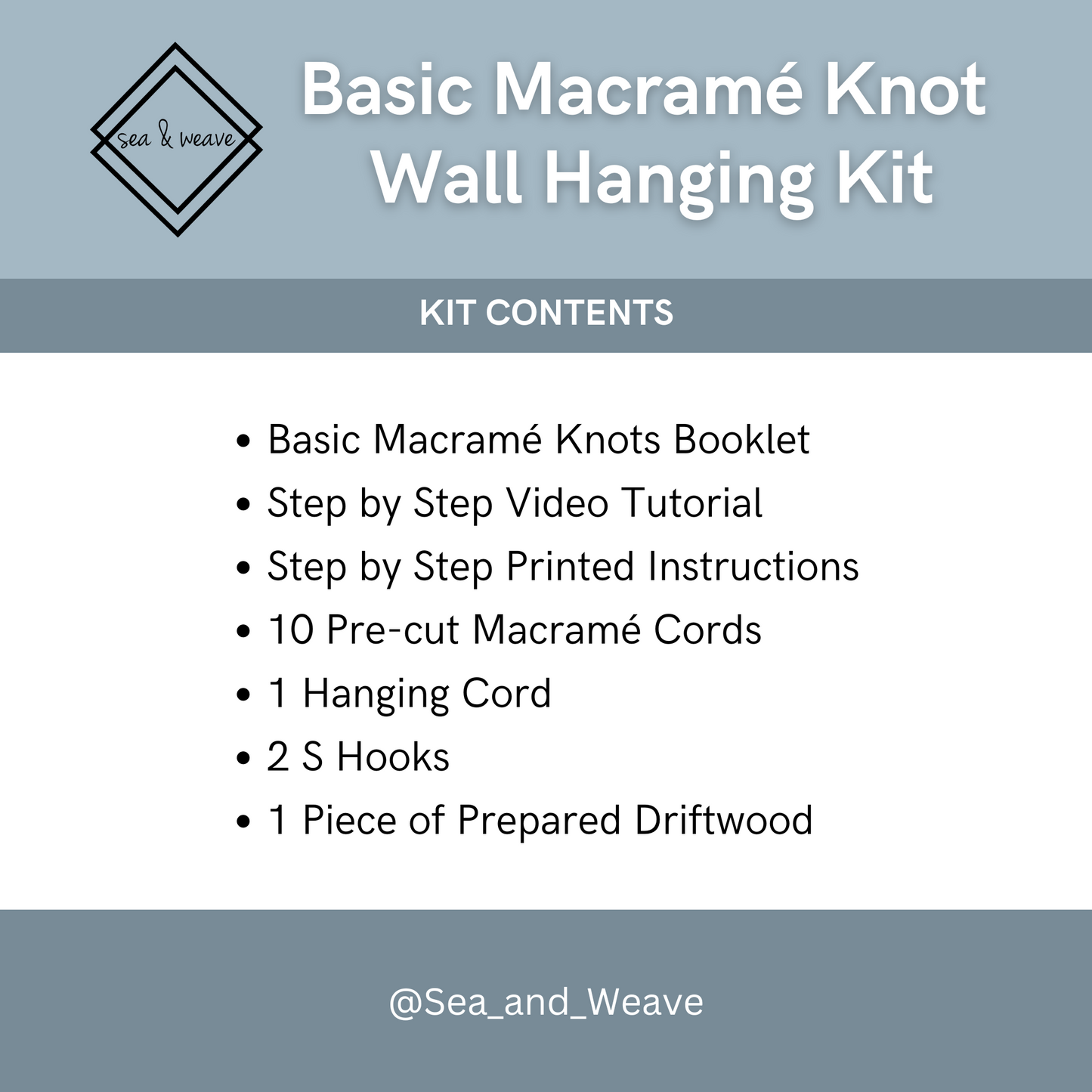 Macramé Kit- Basic Knots Wall Hanging