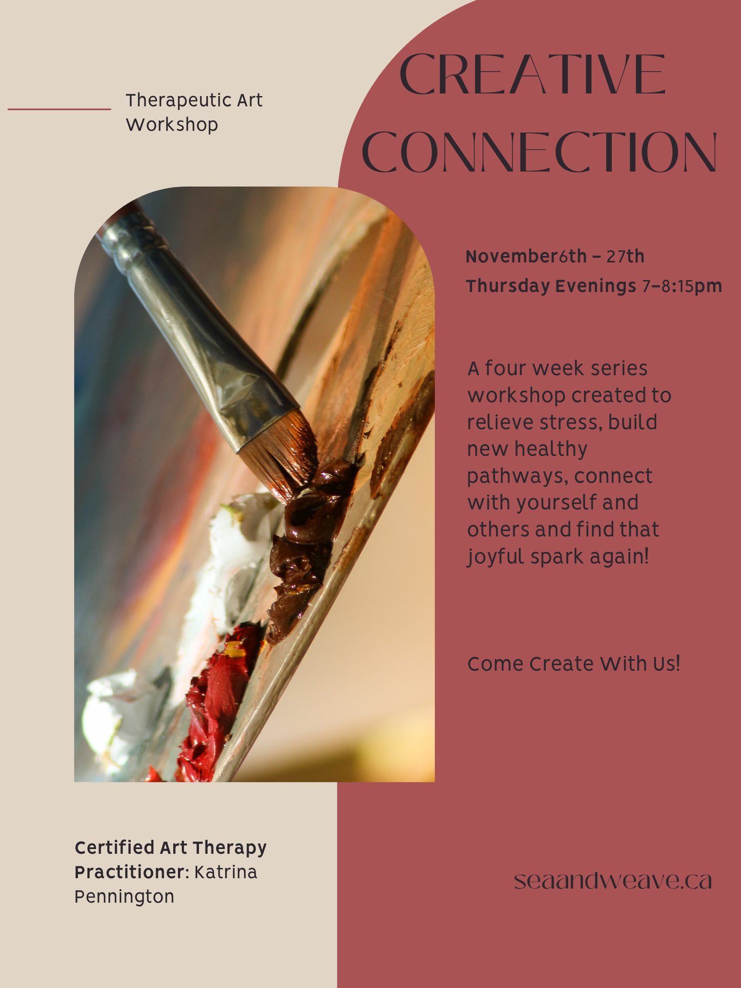 “Creative Connection”- Thursday Evenings November 6th - 27th