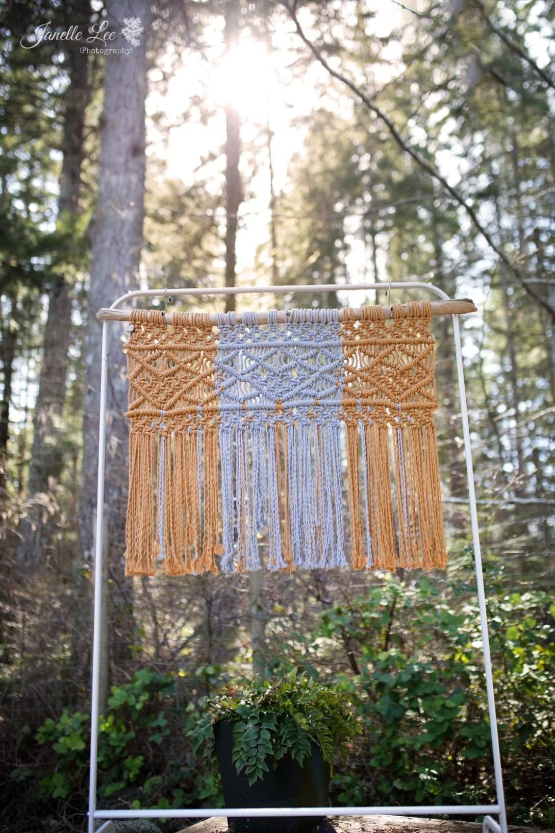 Mustard & Grey Geometric Macramé Wall Hanging