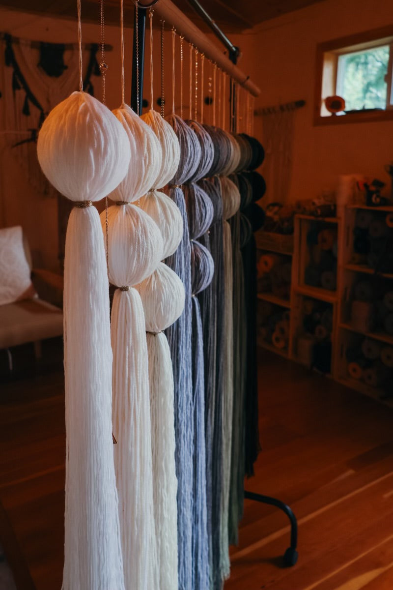 “Bubbles of Peace” large yarn wall hanging