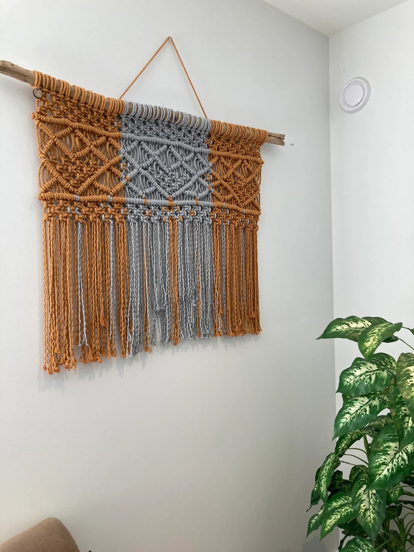 Mustard & Grey Geometric Macramé Wall Hanging