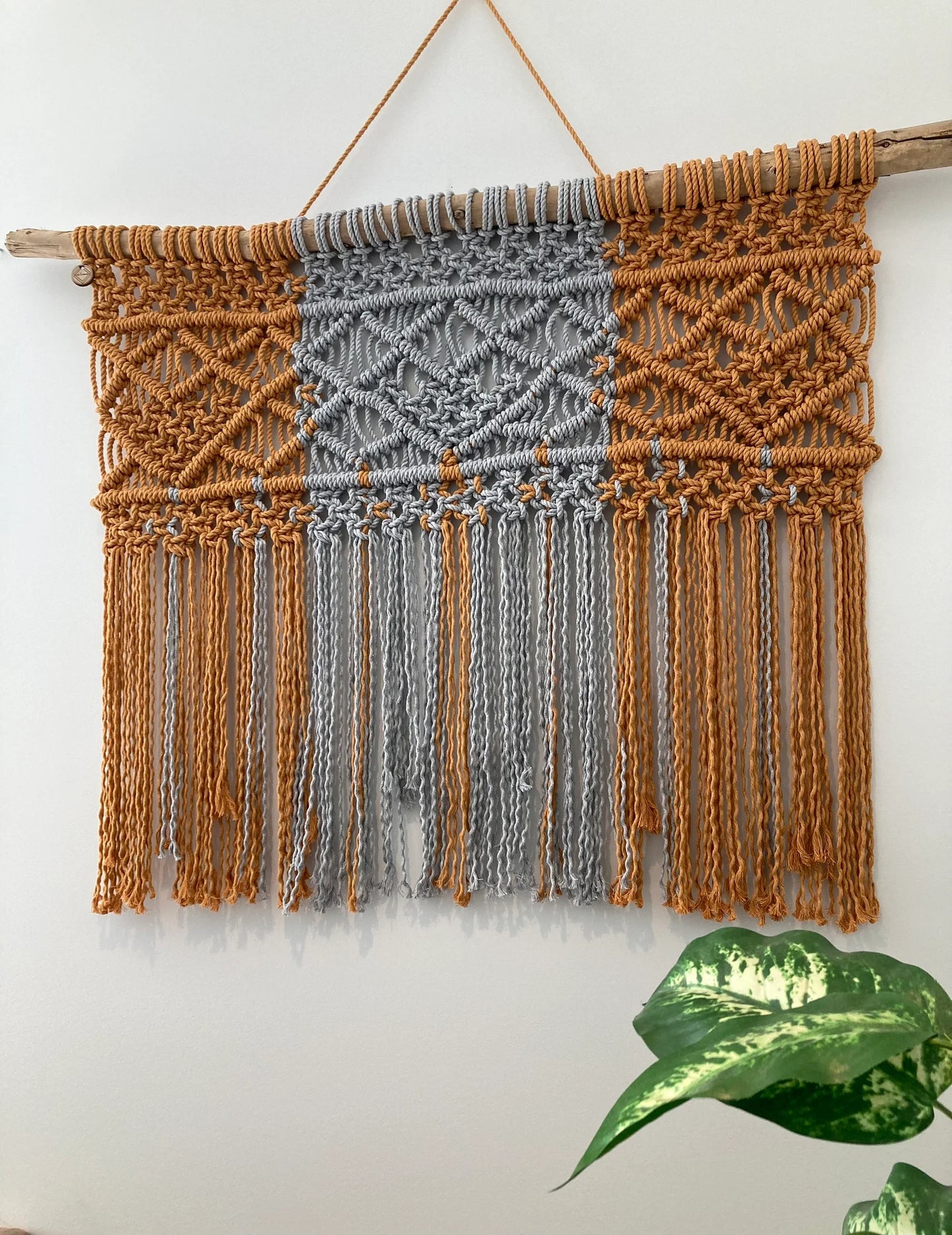 Mustard & Grey Geometric Macramé Wall Hanging