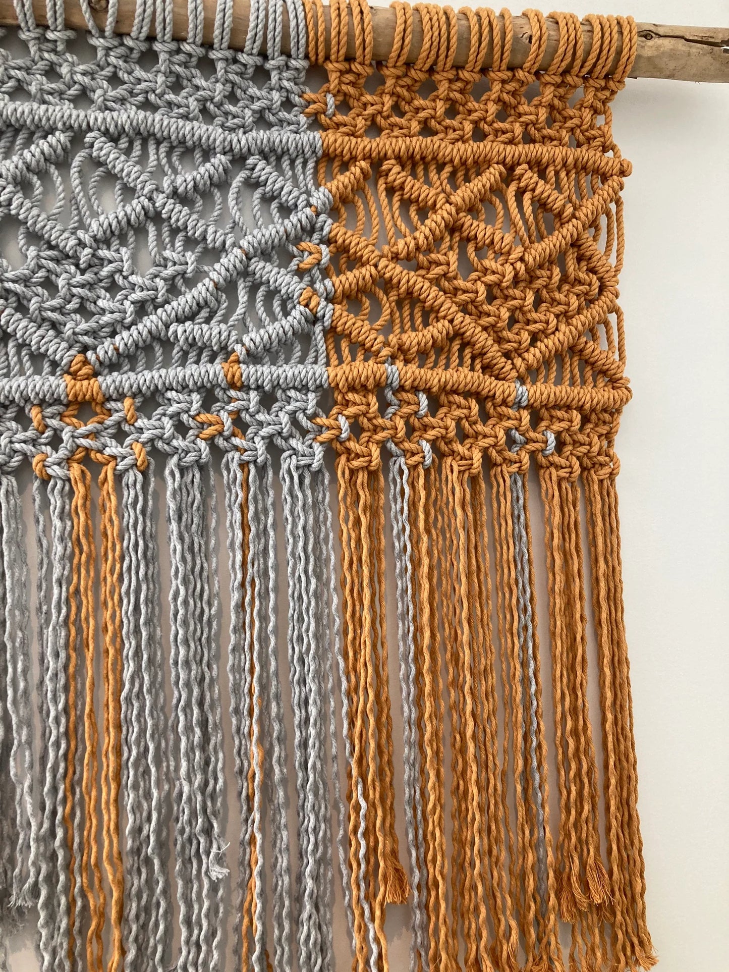 Mustard & Grey Geometric Macramé Wall Hanging