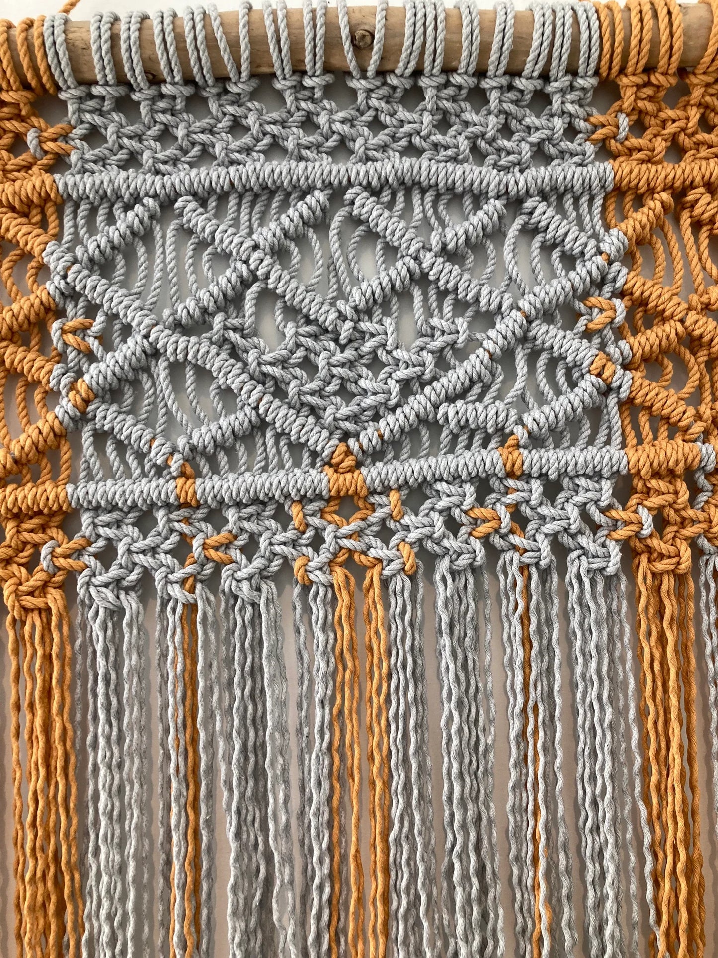 Mustard & Grey Geometric Macramé Wall Hanging